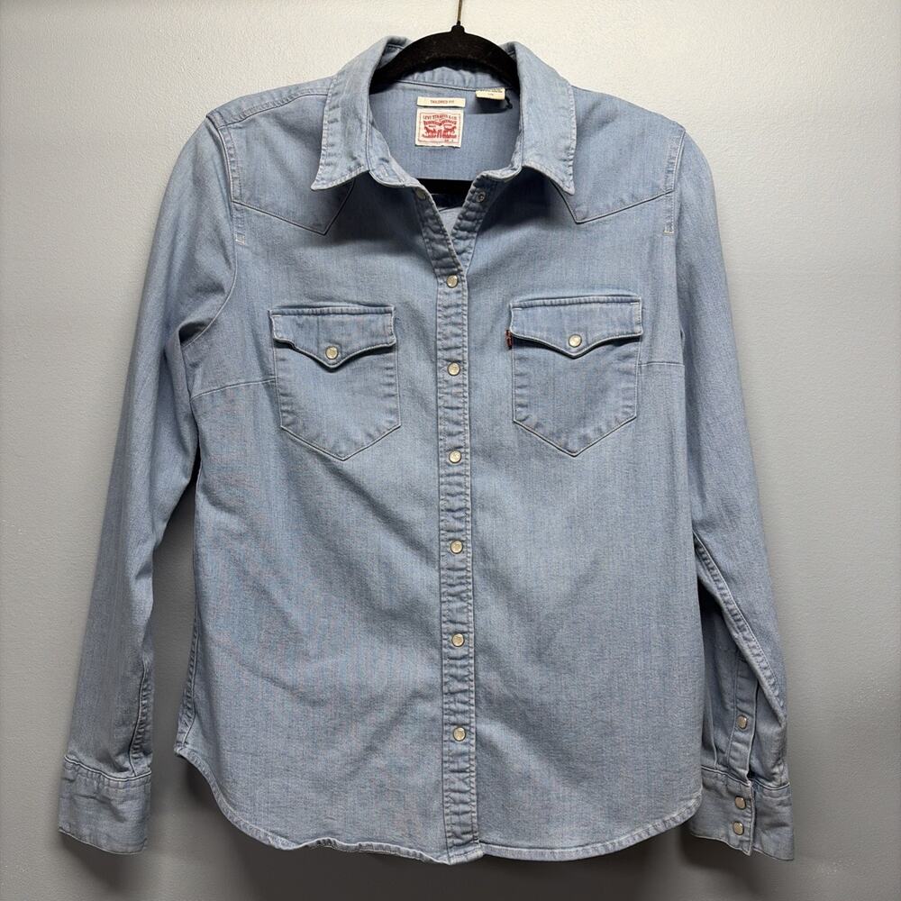 Levi's Long Sleeve Pearl Snap-Down Top - Sz Large Pockets-Western-Cowgirl-Rodeo